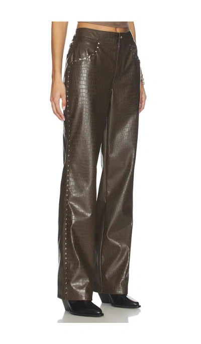 Lamarque X Revolve Devin Faux Leather Croco Studded Pant In Brown