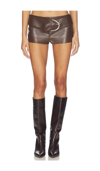 Lamarque X Revolve Halima Faux Leather Belted Hot Short In Brown