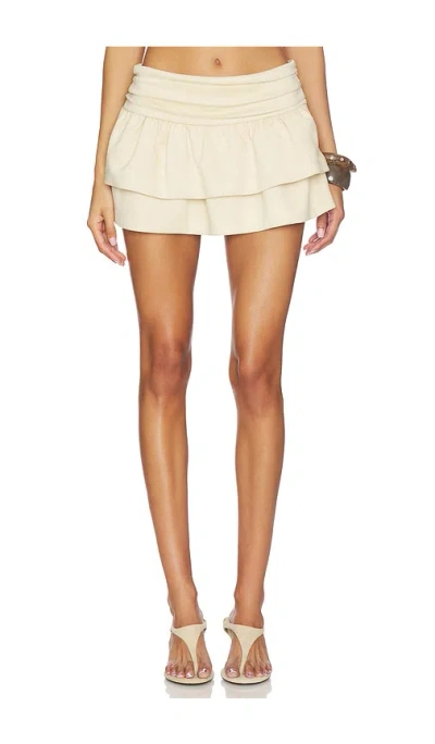 Lamarque X Revolve Laura Faux Suede Double Ruffles Skirt In Neutral