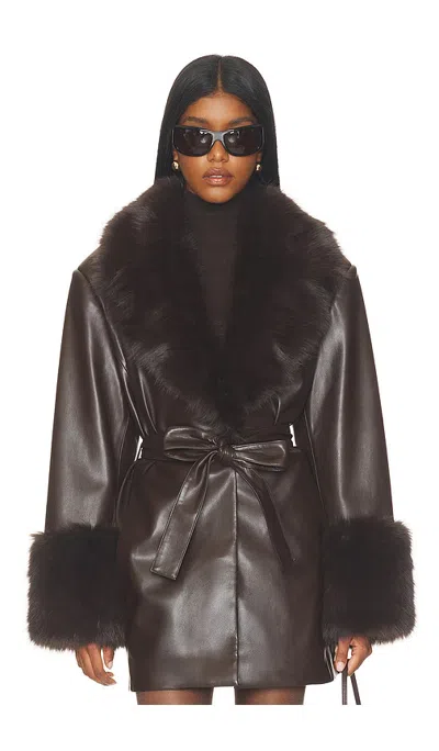 Lamarque X Revolve Rosabella Faux Fur Blazer In Chocolate
