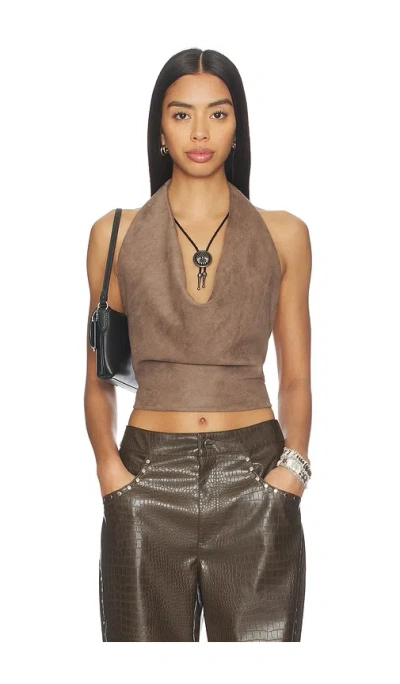 Lamarque X Revolve Ruth Faux Suede Halter Top In Brown
