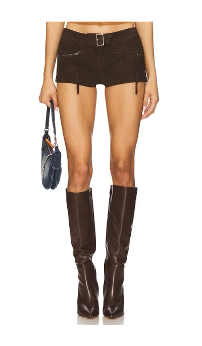 Lamarque X Revolve Winona Suede Short In Dark Brown