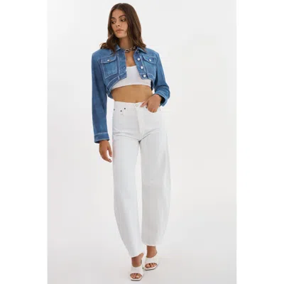 Lamarque Xandy Cropped Leather Jacket In Blue