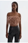 Lamarque Zaina Feather Bustier In Brown