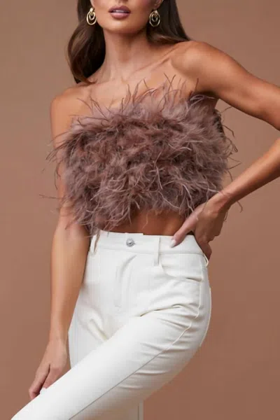 Lamarque Zaina Feather Bustier In Mink Brown