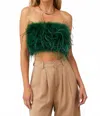 Lamarque Zaina Ostrich Feather Bustier Top In Green In Green