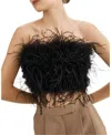 Lamarque Zaina Feather Bustier Top In Black In Feather Pink