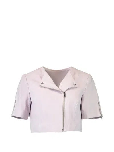Lamarque Zip Cropped Jacket In Pink