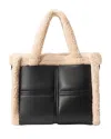 Lamarque Zoey Leather Tote In Black/ivory
