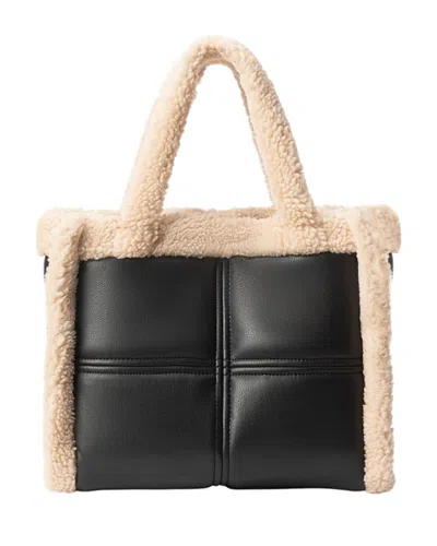 Lamarque Zoey Leather Tote In Black/ivory