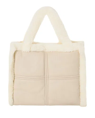 Lamarque Zoey Leather Tote In Bone/ecru