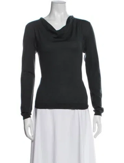 Pre-owned Lamberto Losani Cashmere Cowl Neck Top In Gray