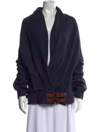 Pre-owned Lamberto Losani Cashmere Open Front Sweater In Blue