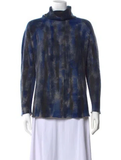 Pre-owned Lamberto Losani Cashmere Tie-dye Print Sweater In Blue