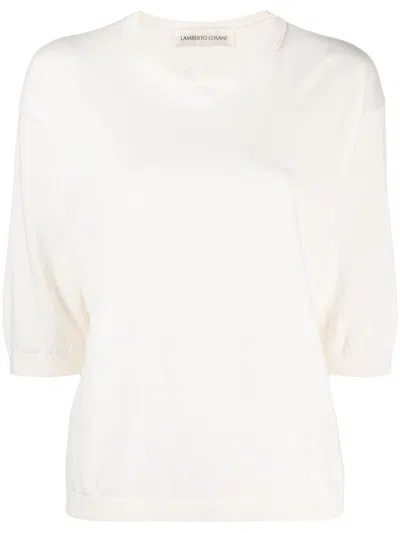 Lamberto Losani Boat-neck Cotton Jumper In White