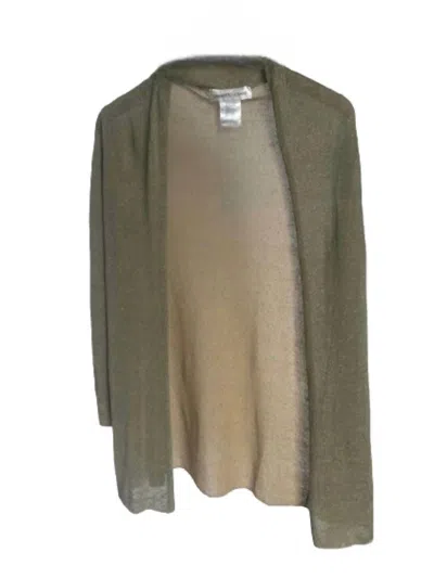 Lamberto Losani Long Sleeve Open Cardigan In Wood Sage+gold In Multi