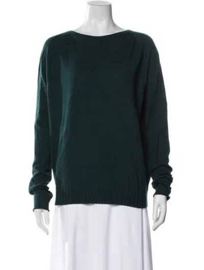Pre-owned Lamberto Losani Merino Wool Bateau Neckline Sweater In Green