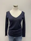 LAMBERTO LOSANI REVERSIBLE WOOL/SILK SWEATER IN NAVY