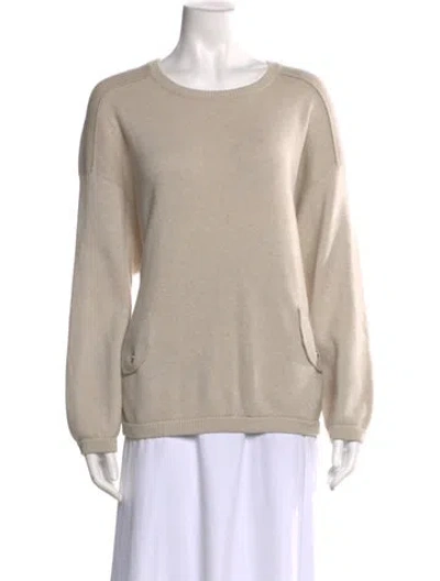Pre-owned Lamberto Losani Virgin Wool Scoop Neck Sweater In Neutral