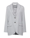 Lamberto Losani Woman Blazer Light Grey Size 6 Cotton, Elastane In Grey