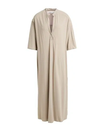 Lamberto Losani Woman Midi Dress Grey Size 8 Cotton, Silk