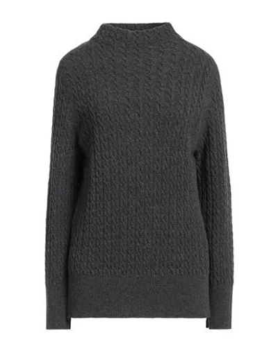 Lamberto Losani Woman Turtleneck Charcoal Size 8 Textile Fibers In Grey