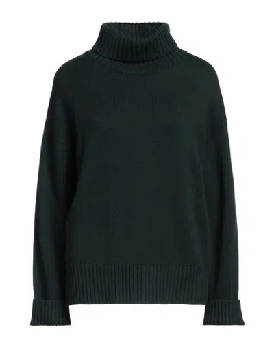 Lamberto Losani Woman Turtleneck Dark Green Size 12 Virgin Wool, Cashmere, Silk