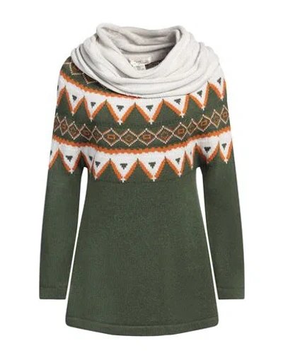 Lamberto Losani Woman Turtleneck Military Green Size 6 Cashmere, Polyamide, Metallic Fiber