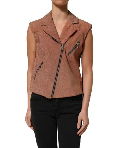 Pre-owned Lamberto Petri Top Multicolor Gradient Crochet Shawl Cardigan Women's Women () In Brown