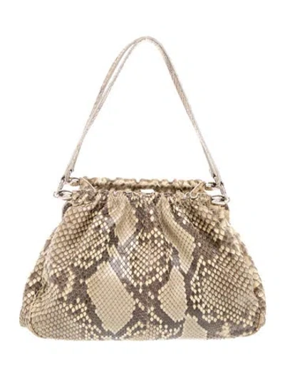 Pre-owned Lambertson Truex Alligator Top Handle Bag In Brown