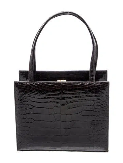Pre-owned Lambertson Truex Crocodile Evening Bag In Black
