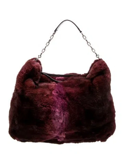 Pre-owned Lambertson Truex Faux Fur Hobo In Burgundy