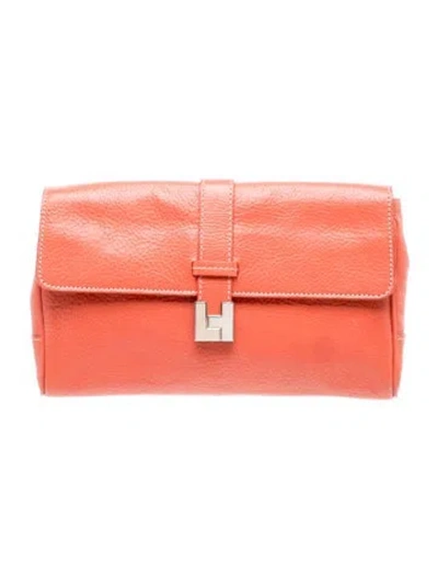 Pre-owned Lambertson Truex Leather Clutch In Orange