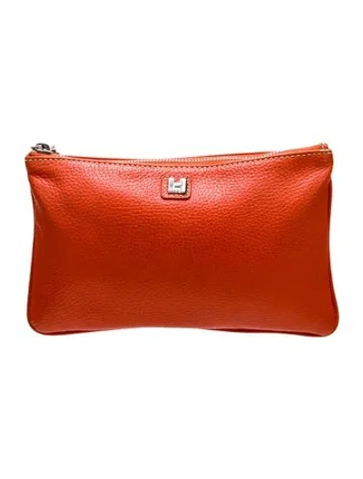 Pre-owned Lambertson Truex Leather Portfolio In Orange