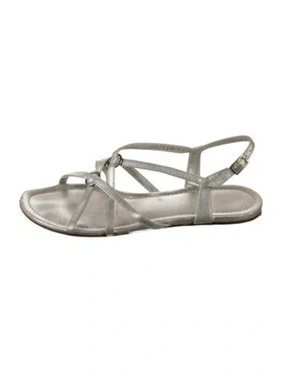 Pre-owned Lambertson Truex Leather Slingback Sandals In Silver