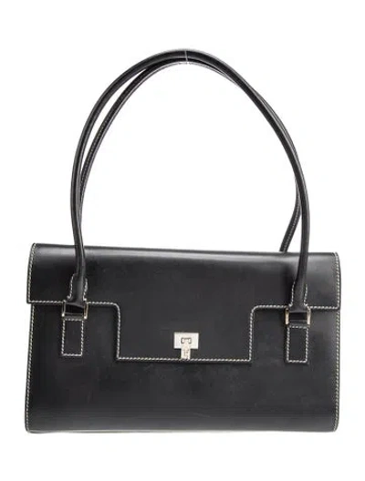 Pre-owned Lambertson Truex Leather Top Handle Bag In Black