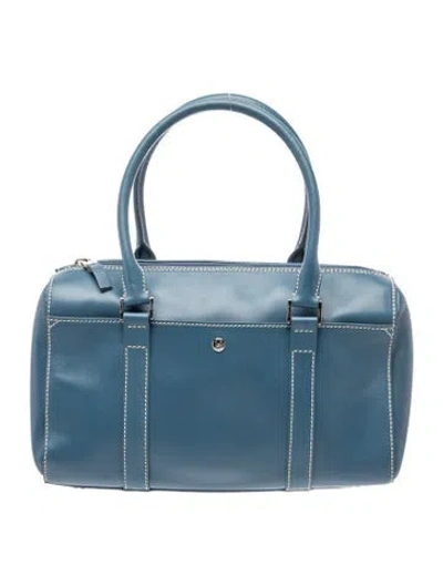 Pre-owned Lambertson Truex Leather Top Handle Bag In Blue