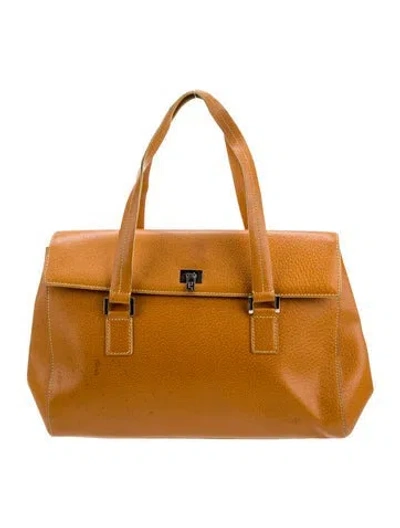 Pre-owned Lambertson Truex Leather Top Handle Bag In Brown