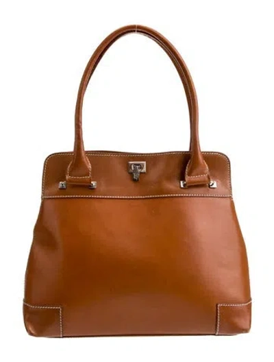 Pre-owned Lambertson Truex Leather Top Handle Bag In Brown