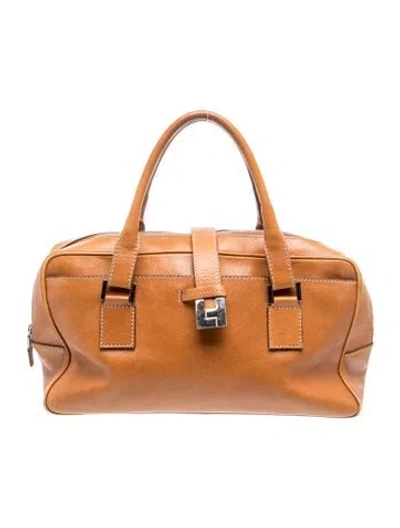 Pre-owned Lambertson Truex Leather Top Handle Bag In Brown
