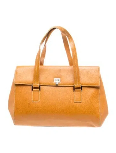 Pre-owned Lambertson Truex Leather Top Handle Bag In Brown