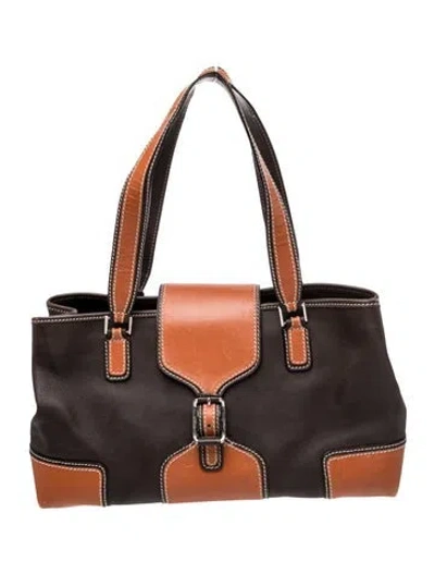 Pre-owned Lambertson Truex Leather Top Handle Bag In Brown