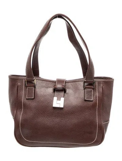 Pre-owned Lambertson Truex Leather Top Handle Bag In Brown