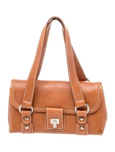 Pre-owned Lambertson Truex Leather Top Handle Bag In Brown