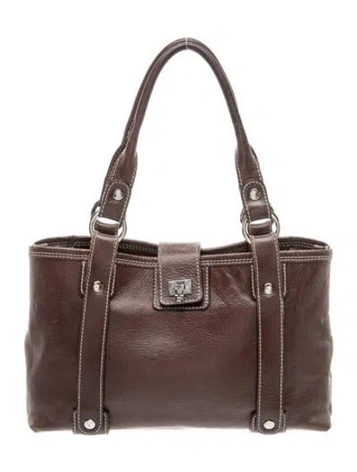 Pre-owned Lambertson Truex Leather Top Handle Bag In Brown