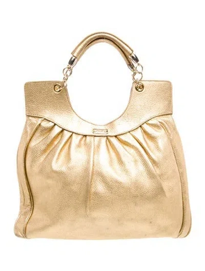 Pre-owned Lambertson Truex Leather Top Handle Bag In Gold