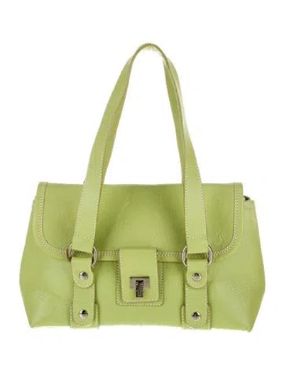 Pre-owned Lambertson Truex Leather Top Handle Bag In Green