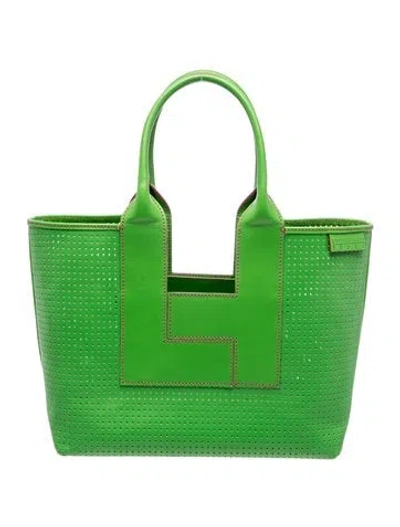 Pre-owned Lambertson Truex Leather Top Handle Bag In Green