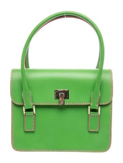 Pre-owned Lambertson Truex Leather Top Handle Bag In Green