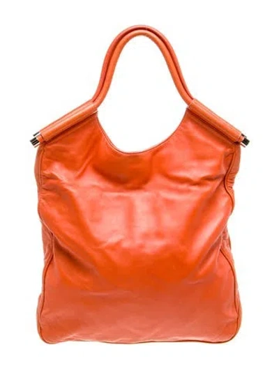 Pre-owned Lambertson Truex Leather Top Handle Bag In Orange